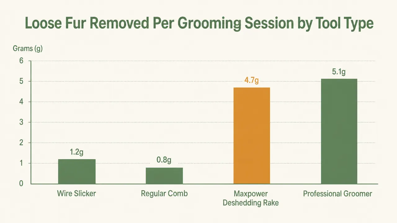 Chart comparing return rates and common complaint themes for cat grooming rakes by coat type